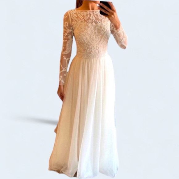 BHLDN Sinclair 6 Champagne Beaded Bodice Wedding Gown - Picture 2 of 16